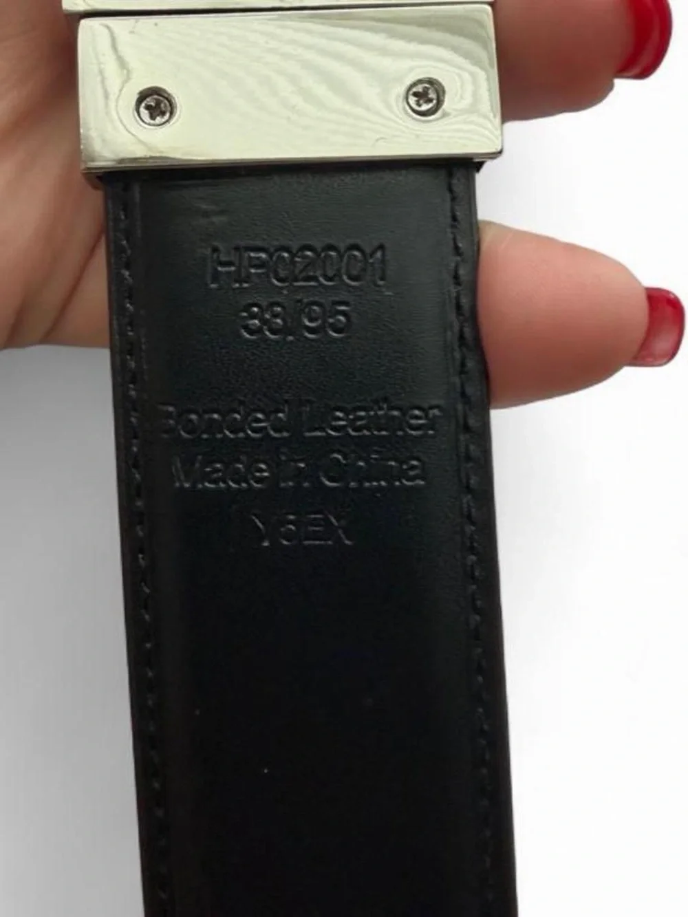 Perry Ellis Dark Brown Bonded Leather Dress Belt Men’s Size 38/95 Silver Buckle